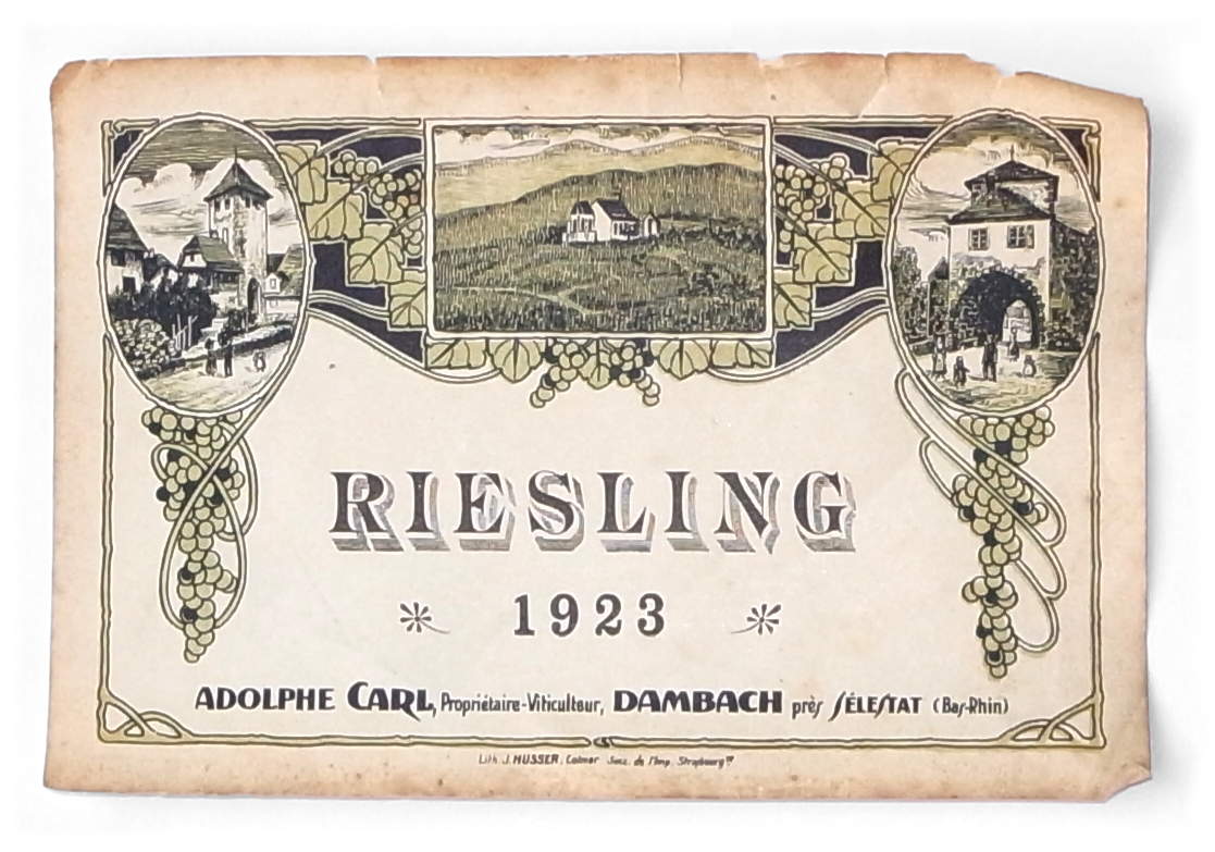étiquette riesling Adolphe Carl 1923