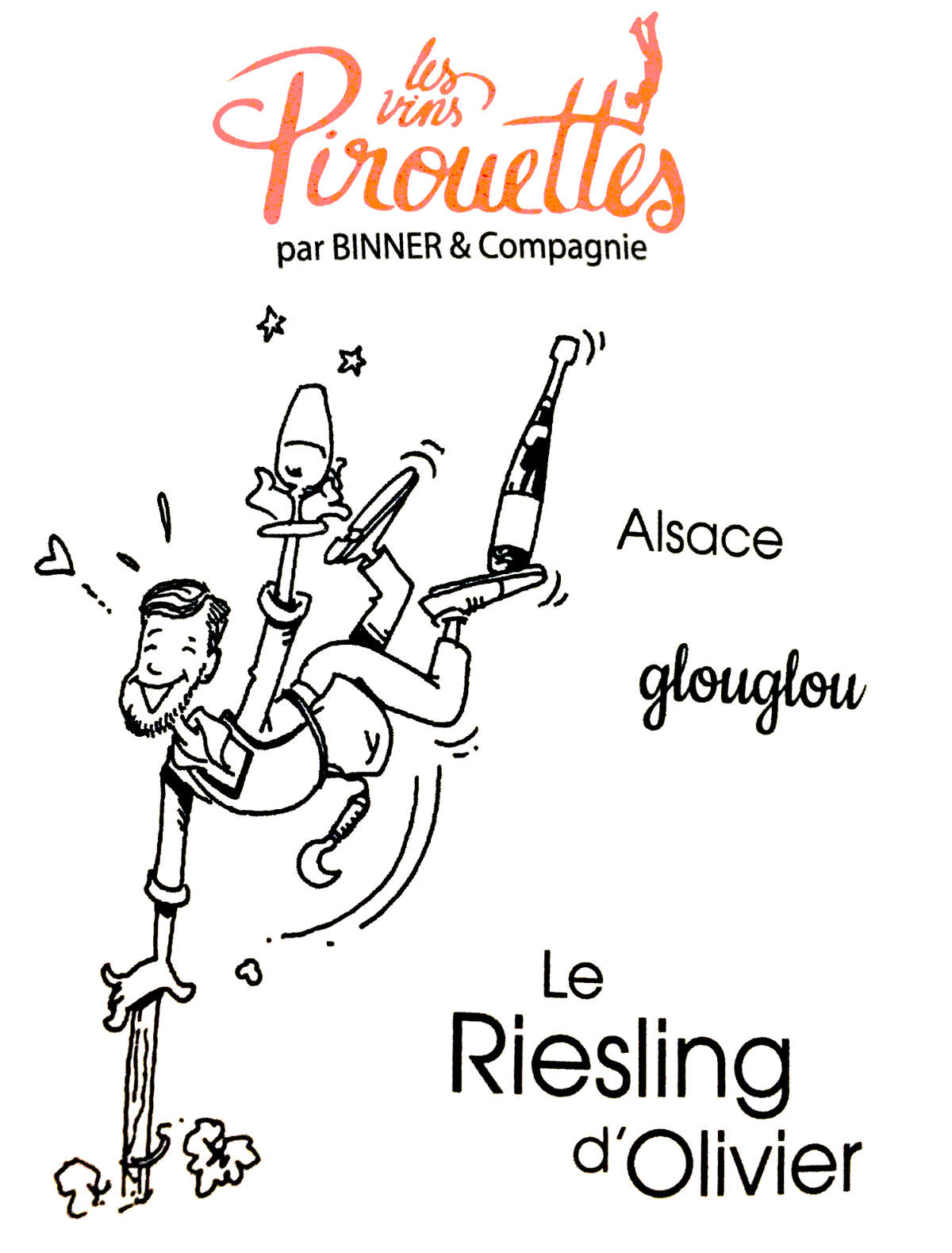 étiquette vins Pirouette Riesling Glouglou